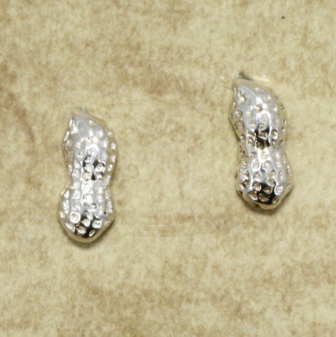 sterling Silber Peanut Ohrstecker Hand Modelliert Schmuck von Agrijewelry