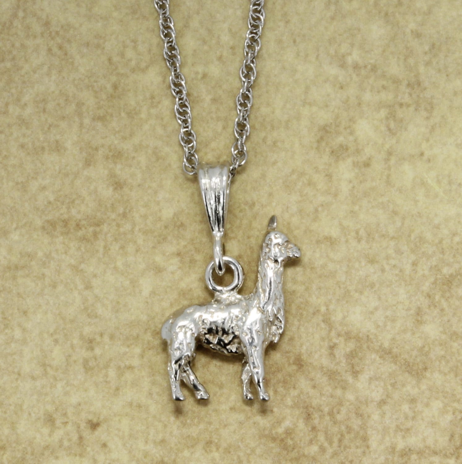 sterling Silber Lama Halskette 3D Tier Anhänger, 18 "Kette von Agrijewelry