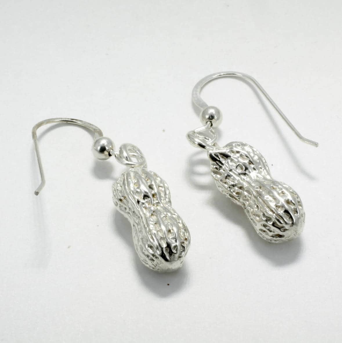 sterling Silber Peanut Ohrringe Sculpted 3D Schmuck sterling Silber Peanut Ohrringe Sculpted 3D Schmuck von Agrijewelry