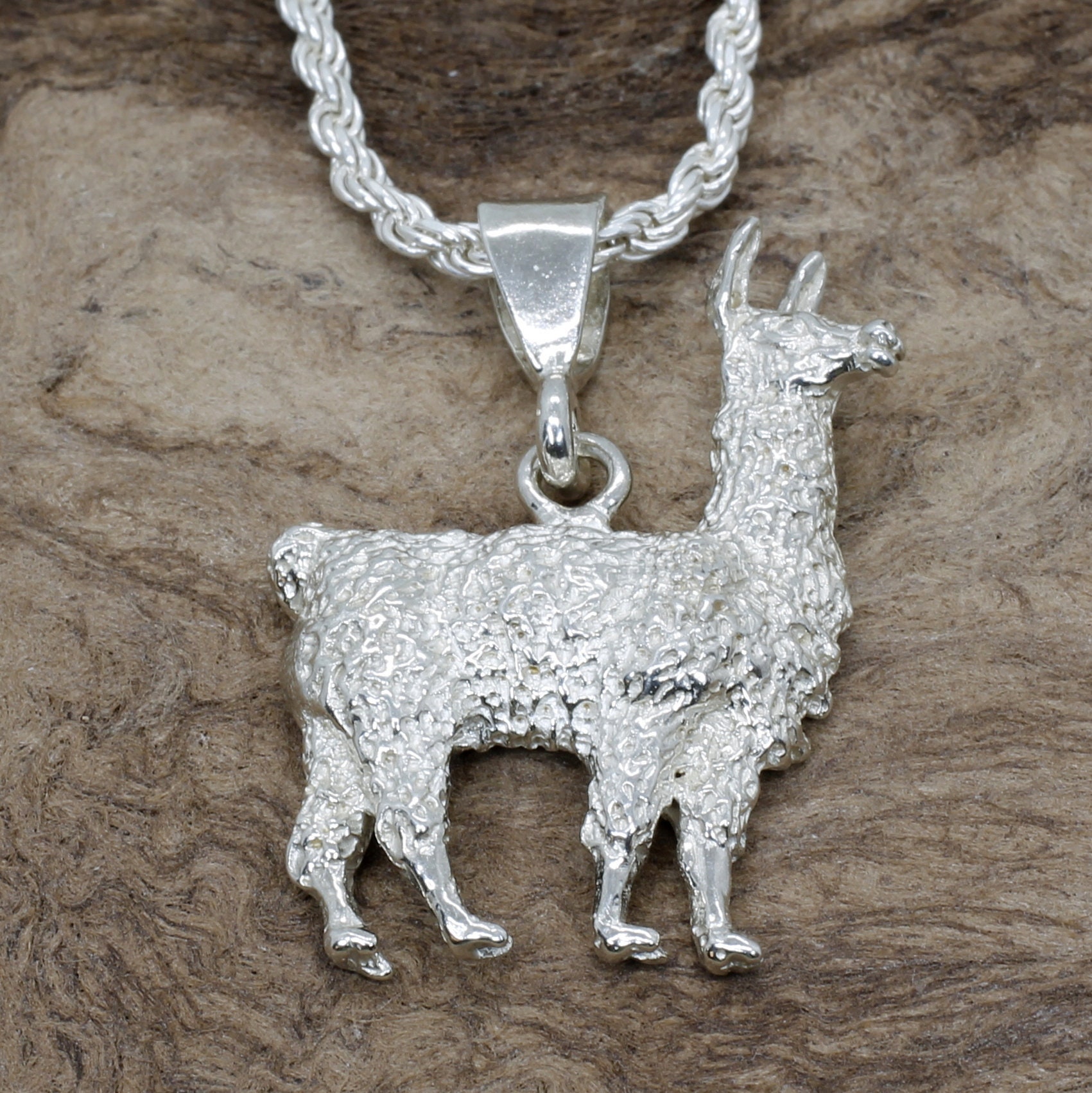 Riesige Suri Alpaka Halskette 925 Sterling Silber Anhänger von Agrijewelry