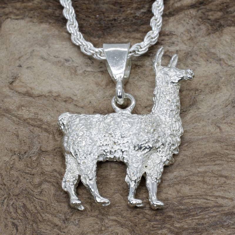 Riesige Suri Alpaka Halskette 925 Sterling Silber Anhänger von Agrijewelry