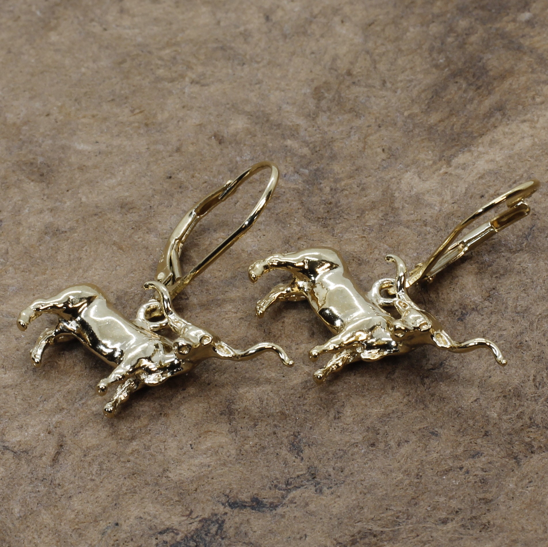 14Kt Gold Vermeil Texas Longhorns Ohrringe Baumeln Schmuck, Alle Edelmetalle 14Kt Gold Vermeil Texas Longhorns Ohrringe Baumeln Schmuck, Alle Edelmetalle von Agrijewelry