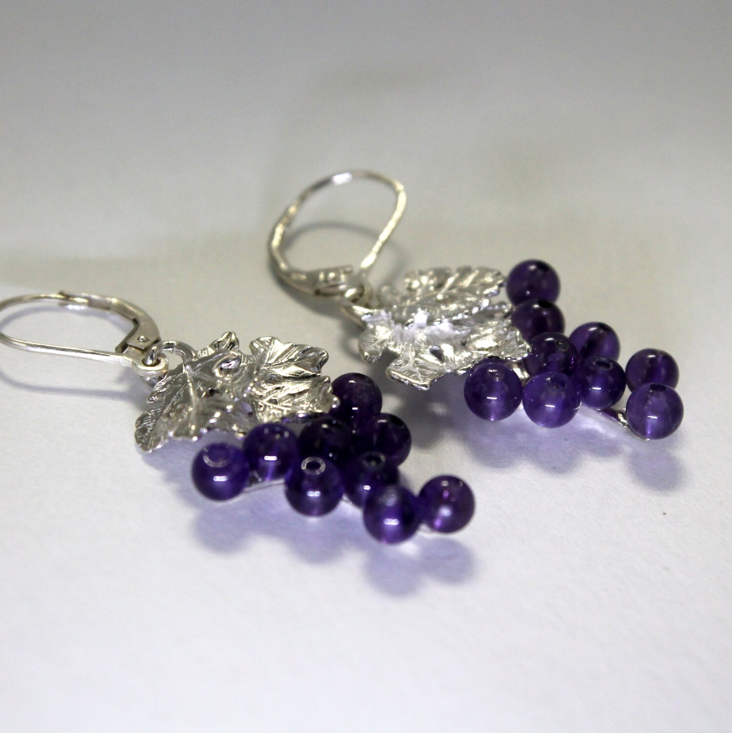 sterling Silber Amethyst Trauben Ohrringe Baumeln Schmuck sterling Silber Amethyst Trauben Ohrringe Baumeln Schmuck von Agrijewelry