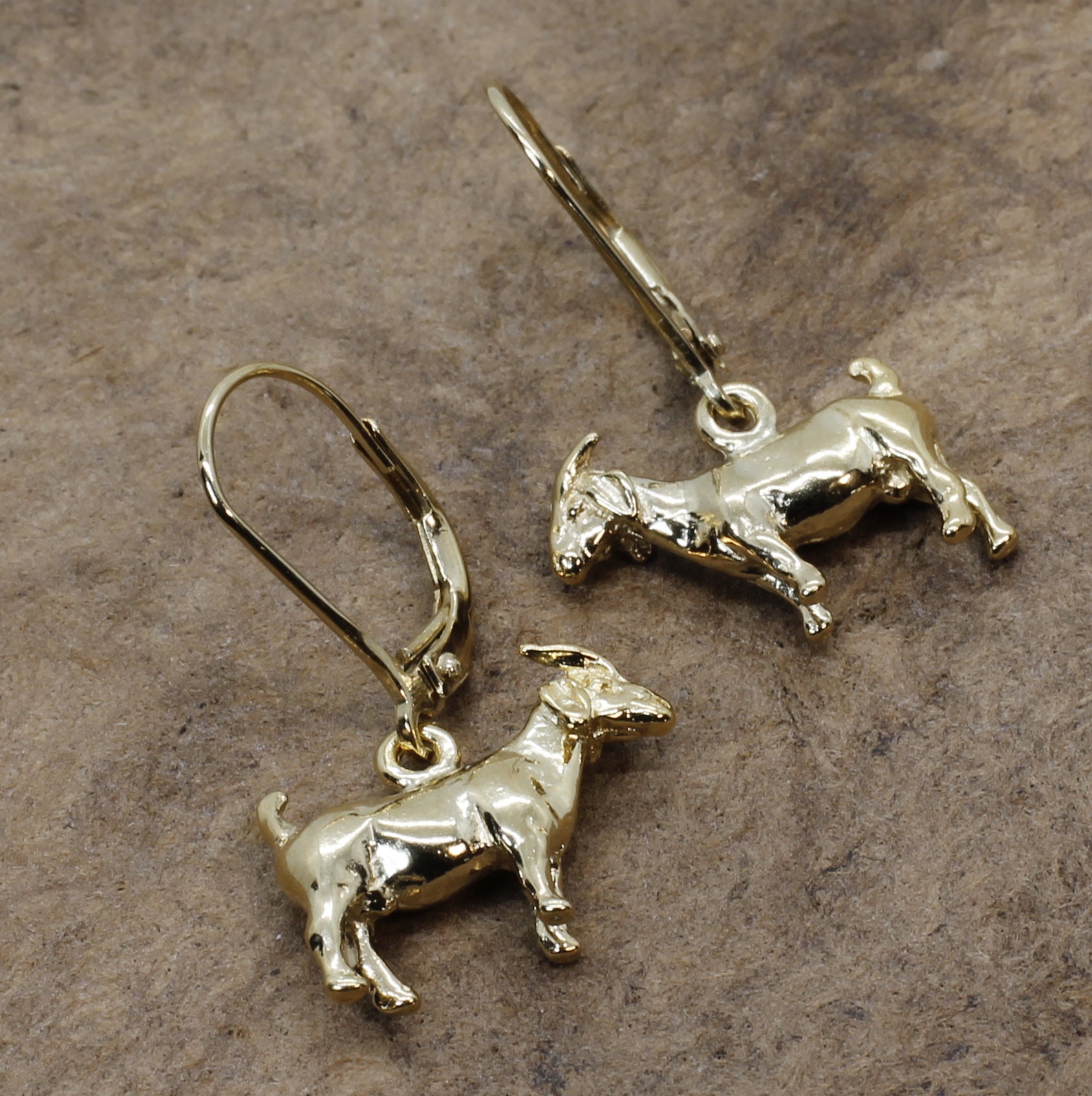 Boer Goat Ohrringe 14Kt Gold Vermeil Livestock Schmuck Alle Edelmetalle von Agrijewelry