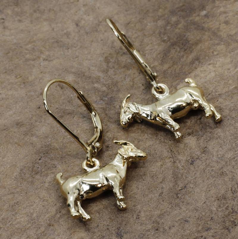 Boer Goat Ohrringe 14Kt Gold Vermeil Livestock Schmuck Alle Edelmetalle von Agrijewelry