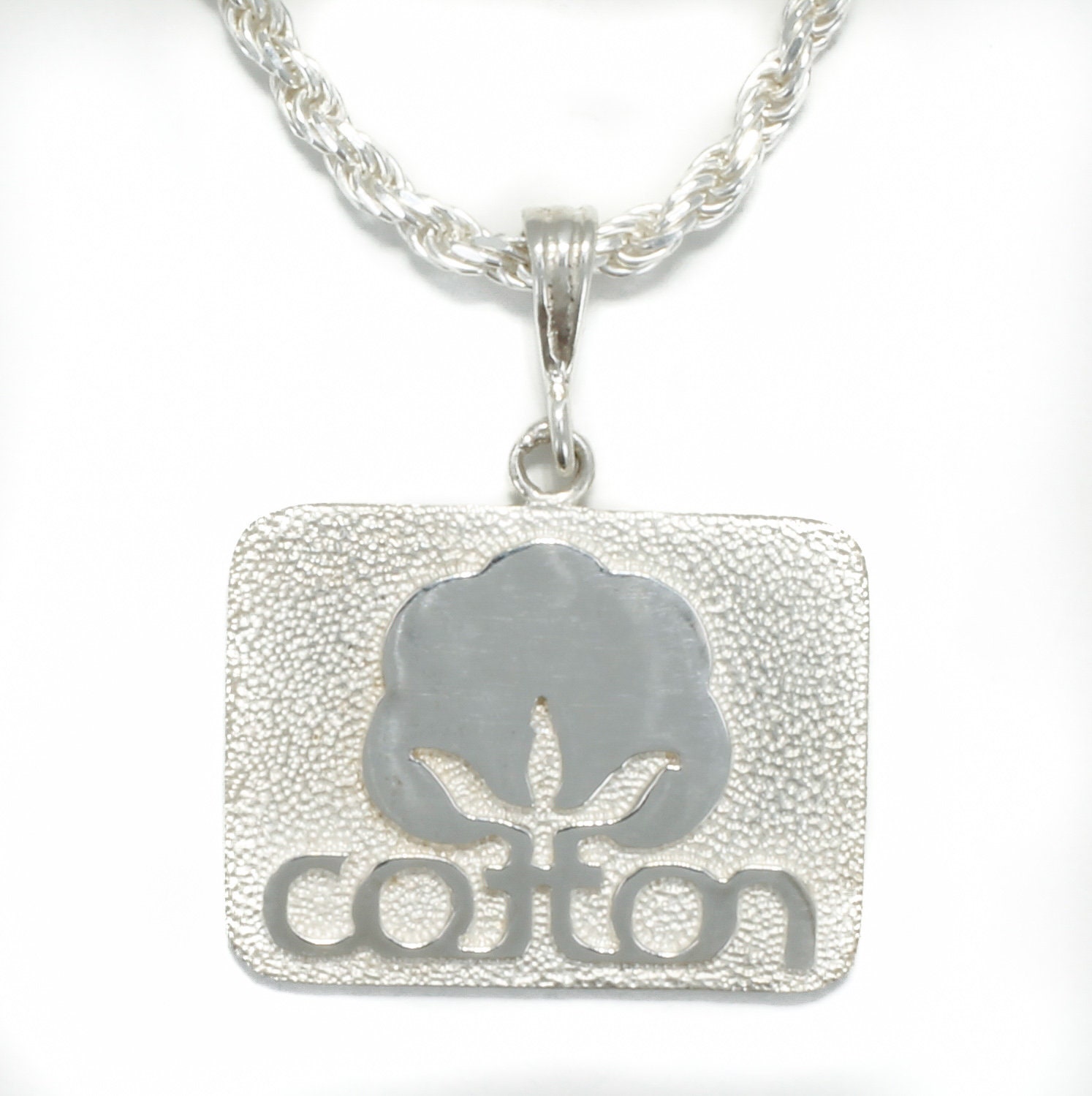 sterling Silber Cotton Inc Siegel Logo Halskette Bauer Geschenk sterling Silber Cotton Inc Siegel Logo Halskette Bauer Geschenk von Agrijewelry
