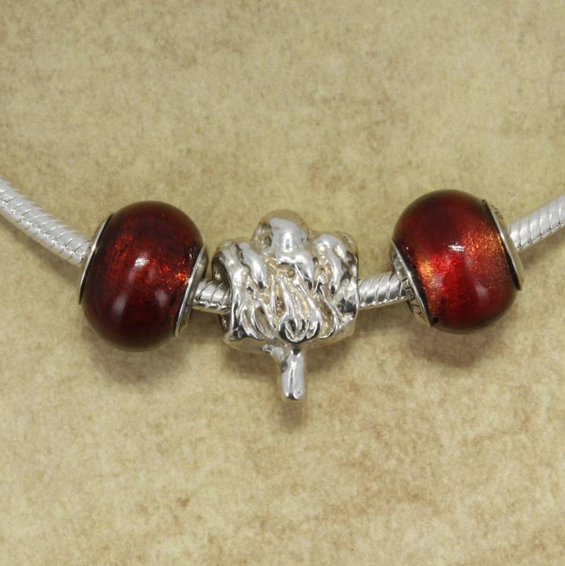 sterling Silber Cotton Boll Bettelarmband Muranoglas Akzente von Agrijewelry