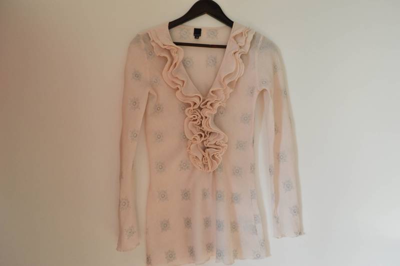 Beige Baumwolle Bluse Lange Ärmel Damen Boho Classic Sommer Shirt Bohemian Tunika Tage Vulkan Boxy Kleine von AgritasVintage