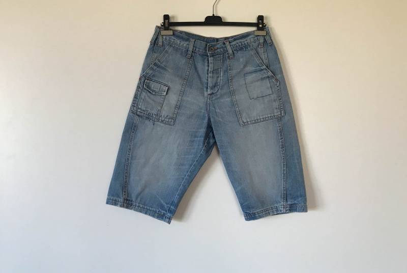 Blass Blau Herren Sommer Hosen Jeans Hose Partei Blauen Shorts Kurze Halb Feiertage Jeans-Shorts Medium von AgritasVintage