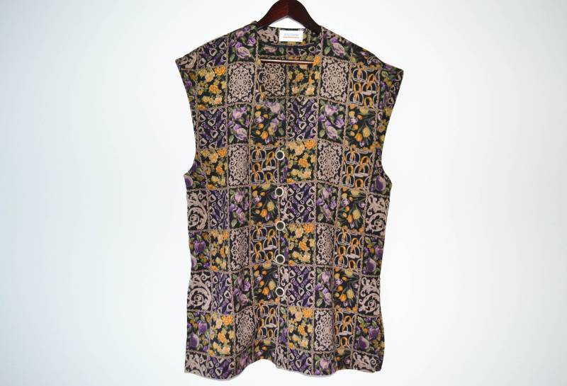 Blumen Damen Weste Steampunk Eleganten Frauen Für Spaziergang Glänzende Blume Ärmellos Blazer Mit Knöpfen von AgritasVintage