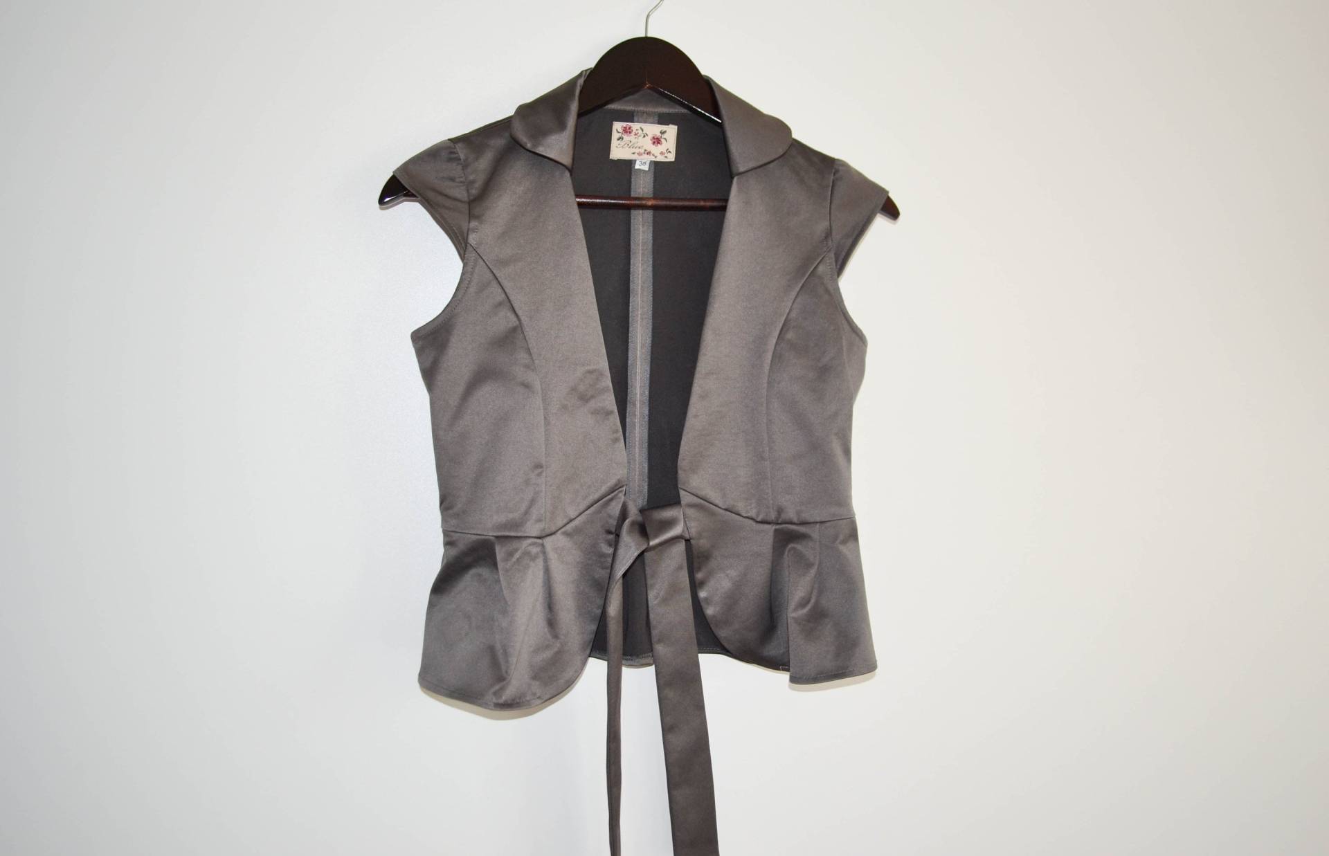 Brown Sweaty Women Blazer Short Sleeve Fitted Party Jacket Formal Summer Office Wear Small Size von AgritasVintage