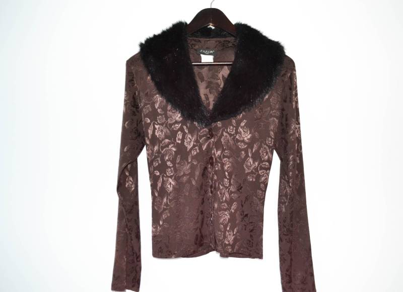 Frauen Design Bluse Dünne Verschwitzten Shirt Abend Leicht Lange Ärmel Partei Hemdkragen Ein Kunstleder von AgritasVintage