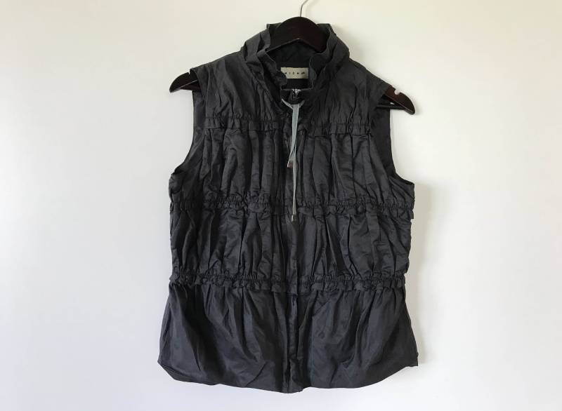 Grey Damen Weste Steampunk Grau Ärmellosen Blazer Trat Mit Futter Kleine Größe-Weste von AgritasVintage