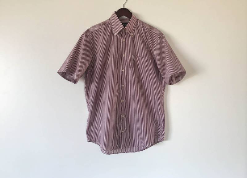 Männer-Baumwolle Hemd Rot-Weiß Gestreiften Shirt Männer Kurze Ärmel Baumwolle Arbeit Medium Größe Zuknöpfen Männer-Baumwolle Hemd Rot-Weiß Gestreiften Shirt Männer Kurze Ärmel Baumwolle Arbeit Medium Größe Zuknöpfen von AgritasVintage