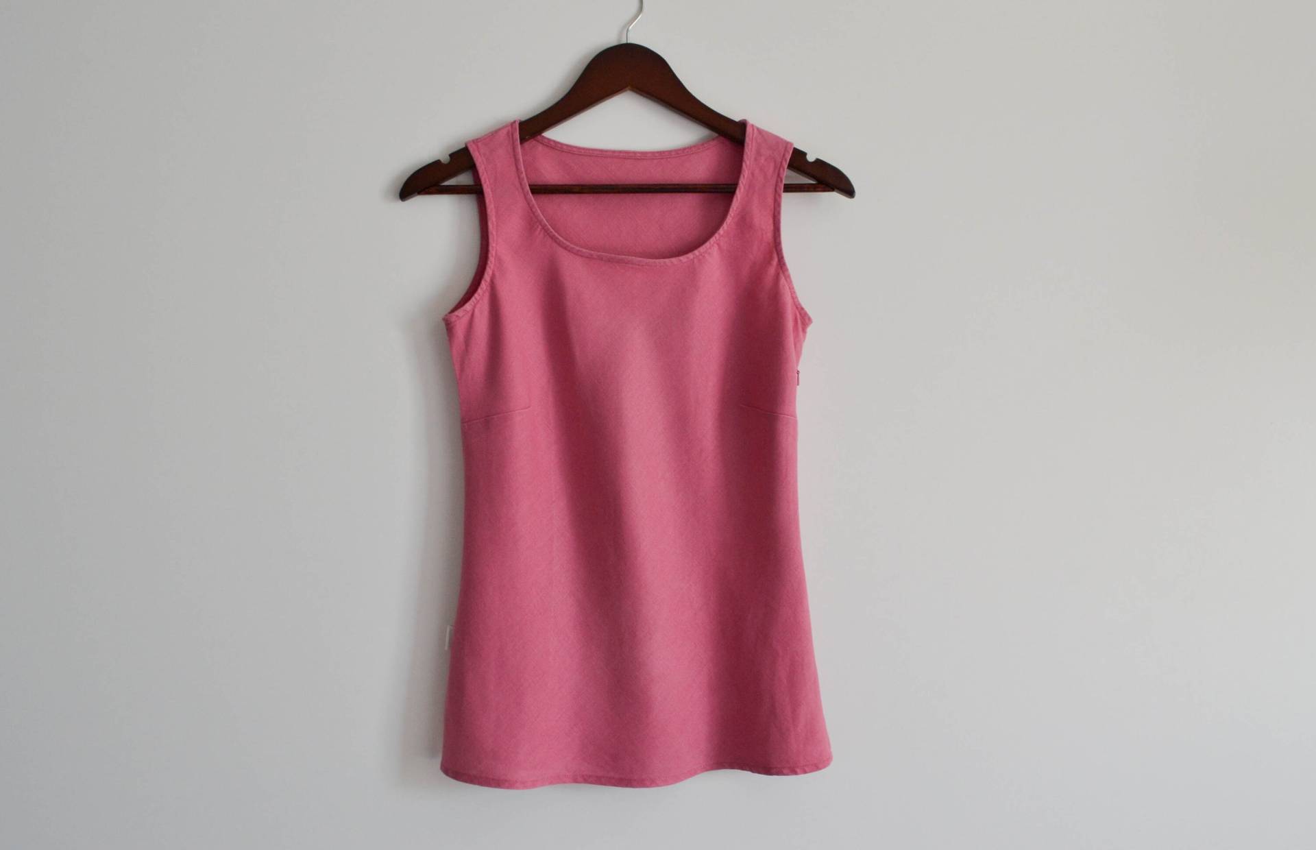 Pink Klassisch Linen Women Summer Blouse Sleeve Less Boxy Shirt Top Batiste Mittlere Größe Short Leinen Party von AgritasVintage