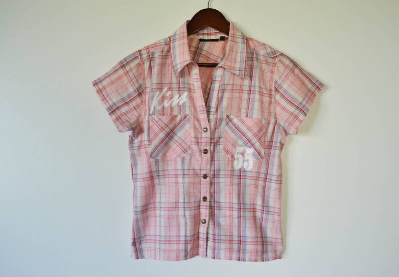 Rosa Frau Sommer Bluse Frauen Mädchen Blumen Bohemian Tunika Hippie Boxy Shirt Knopf Bis Klein von AgritasVintage