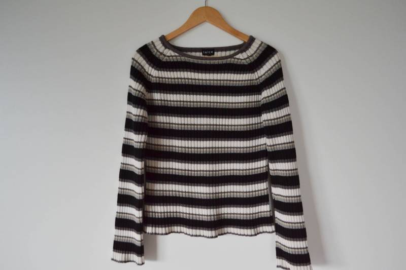 Strick Cardigan Warme Pullover Braun Weiß Gestreiftem Stricken Gestrickt Jacke Frauen Boho Strickjacke Park Jack Geschenk Für Sie von AgritasVintage