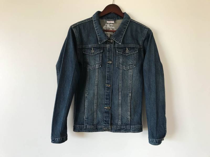 Vintage Blaue Jeans Jacke Frauen Denimjacke Ausgestattet Denim Abgeschnitten Jean Sommer Blazer Blau Mantel Kleine Größe Jeansjacke von AgritasVintage