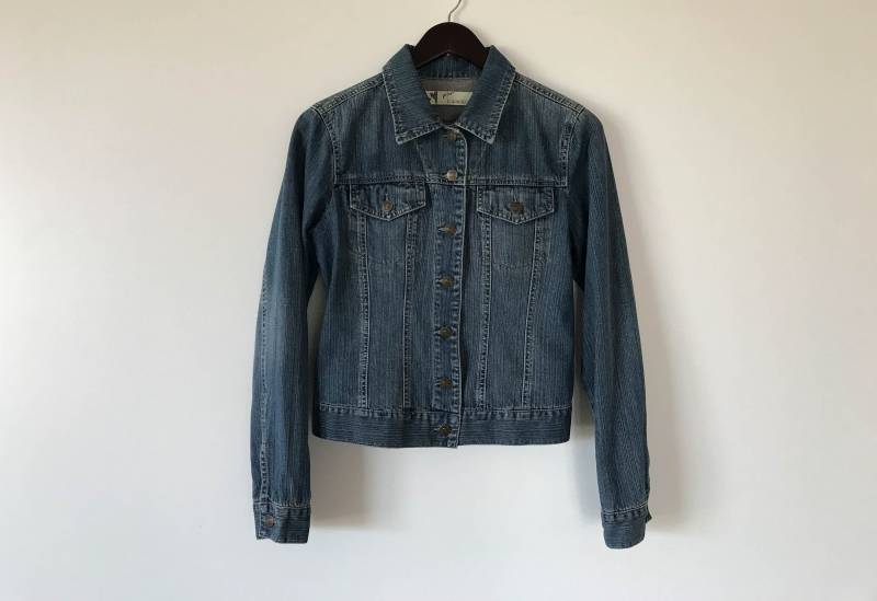 Vintage Blaue Jeans Jacke Frauen Denimjacke Ausgestattet Denim Abgeschnitten Jean Sommer Blazer Blau Mantel Kleine Größe Jeansjacke von AgritasVintage