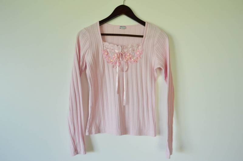 Vintage Bluse Frauen Boho Rosa Partei Bohemian Tunika Sommer Tage Spitze Mit Bestickten Perlen Hippie Boxy Shirt Kleine Größe von AgritasVintage