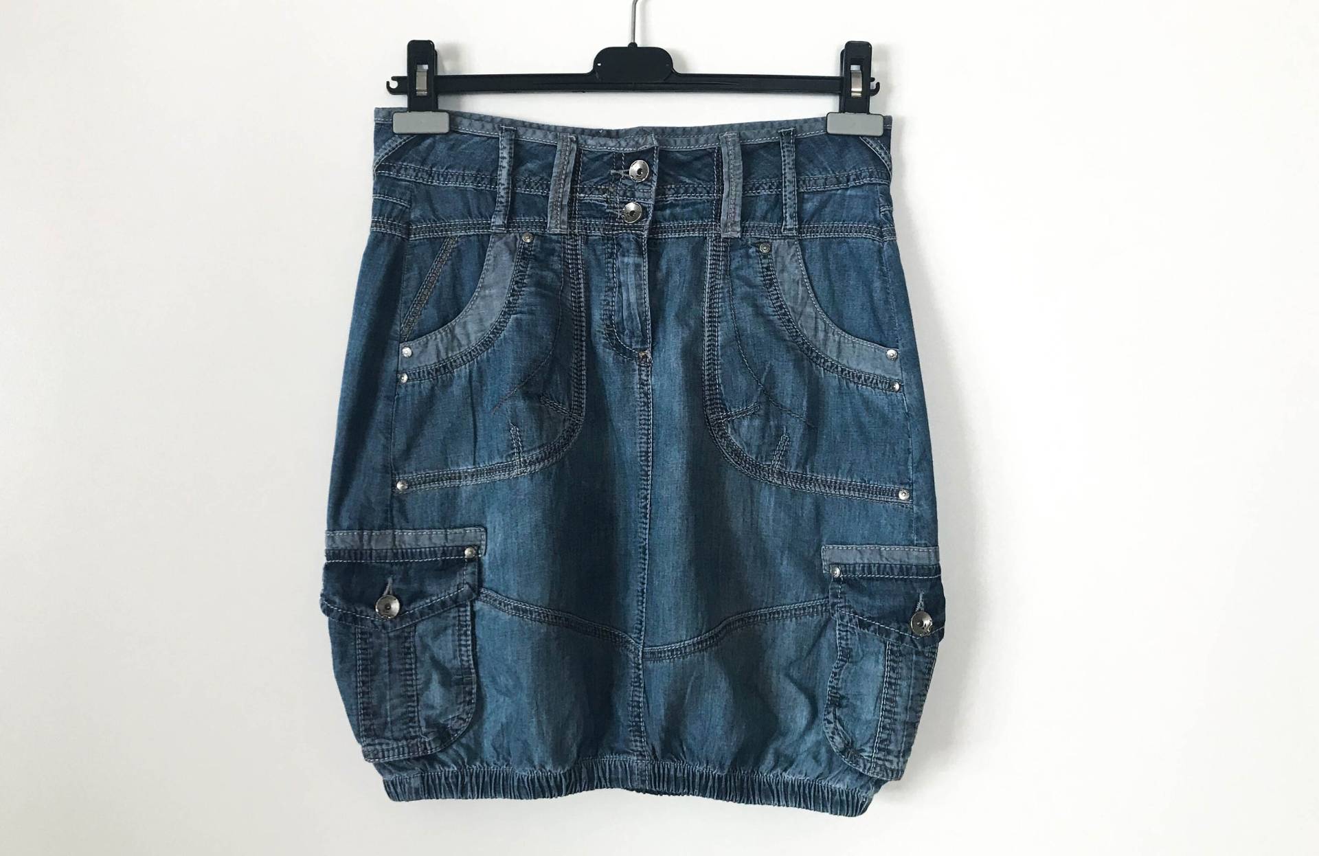 Vintage Hellblauer Jeansrock A Linie Mini High Waist Baumwolle Hippie Grunge Boho Western Sommerrock Klein von AgritasVintage