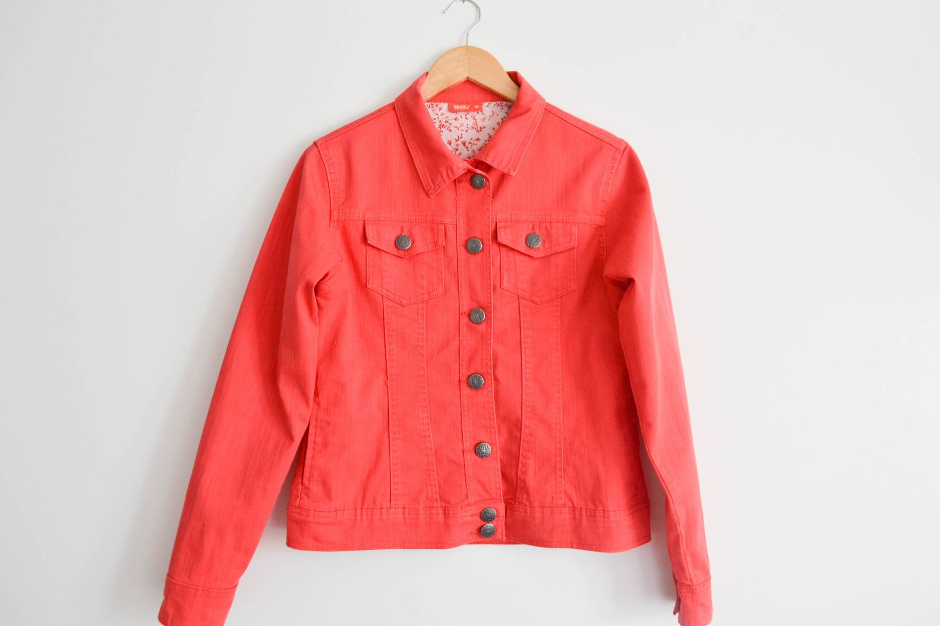 Vintage Pink Denim Jacket Damen Fitted Classic Jean Summer Blazer Coat von AgritasVintage