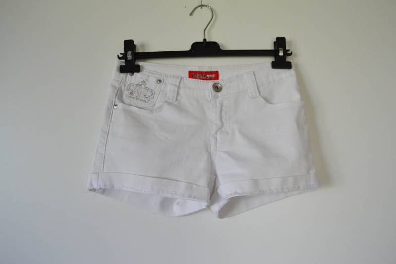 Weiße Sommer Bestickt Denim Shorts Frauen Hippie Bohemian Jeans Kurze Hose Geschenk Für Ihre Mädchen Party-Weiße Jeans-Shorts Größe Small von AgritasVintage