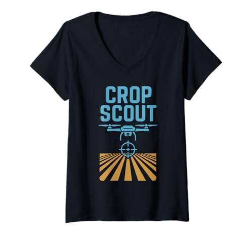 Damen Agrar Drohnen Operator Precision Farming Aerial Scouting T-Shirt mit V-Ausschnitt von Agritech Pilot GPS Drone Farming Smart Agriculture