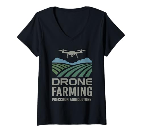 Damen Agrar Drohnen Operator Precision Farming Aerial Scouting T-Shirt mit V-Ausschnitt von Agritech Pilot GPS Drone Farming Smart Agriculture