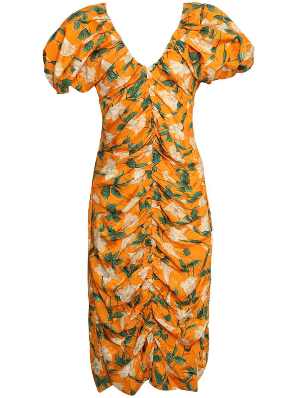 Agua By Agua Bendita Gerafftes Kleid mit Blumen-Print - Orange von Agua By Agua Bendita