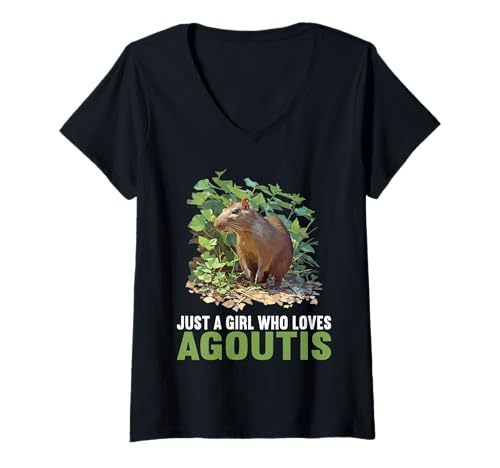 Damen Agouti Agutis Aguti T-Shirt mit V-Ausschnitt von Agutis Aguti Geschenk Shop
