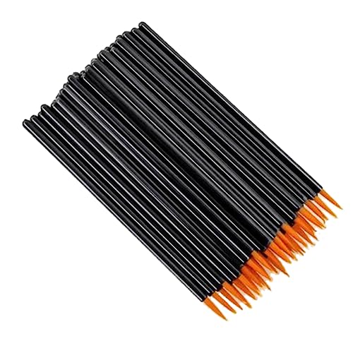 Agwuoetr 100 Stück Schönheits-Make-Up-Eyeliner-Pinsel, Einweg-Eyeliner-Pinsel mit Kappe, Gelb von Agwuoetr