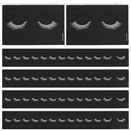 Agwuoetr 50 StüCk Wimperntaschen Wimperntaschen für die Nachsorge Wimpern Make-Up mit ReißVerschluss für Frauen (Schwarz 6X4) von Agwuoetr