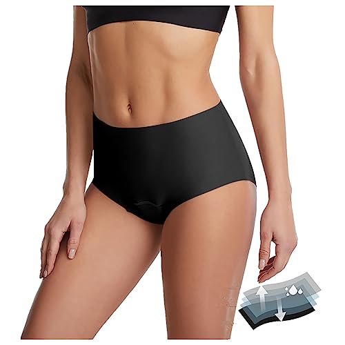 Ahagogo Periode Bikinihose Damen Menstruation Auslaufsichere Badeshorts Periode Bikini Bottoms Periode Höschen Mittlere Taille für Teenager Mädchen Period Bademode Schwarze auslaufsichere Bikinihose von Ahagogo