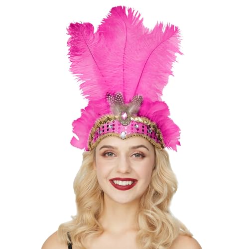 Fascinator Damen Federn Blau Feder Kopfschmuck Feder Stirnband Flapper Stirnbänder Cosplay Haarband Karneval Party Kopfschmuck Vintage Feder Haarreif Feder Kopfbedeckung Kostüm (One Size) von Ahagogo