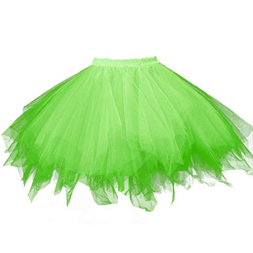 Tüllrock Damen Karneval Kostüm Tütü Rock 50er Tütü Rock Kurz Ballett Unterrock Crinoline Petticoat Tutu Marathon tüllrock (DE/NL/SE/PL, Alphanumerisch, Einheitsgröße, Regular, Regular, Fruchtgrün) von Ahagogo