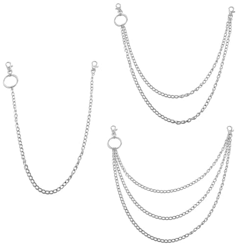 3 Stück Pants Chain Waist, Mode Hip Hop Gothic Punk Hose Kette, Jeans Ketten Hosenkette Punk, Hosenkette, Hiphop Tasche Kette Gürtelketten, Für Jeans Pant Belt Wallet Und Keys (Silber) von Ahaimy