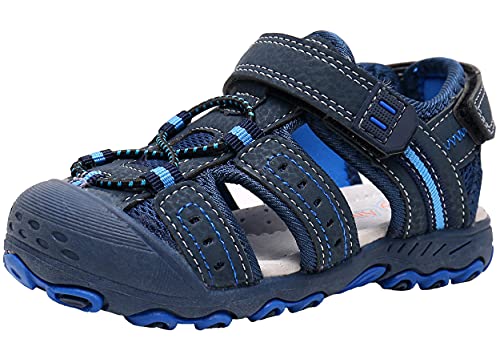 Ahannie Jungen Sommer Trekking & Wanderschuhe Sandalen, Sport & Outdoor Sandalen für Jungen, Kinder Arch Support Geschlossene Sandalen (Color : Y118-Bleu Marine,Size : 22 EU) von Ahannie