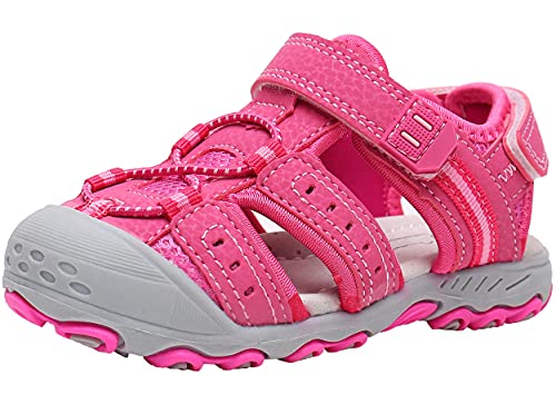 Ahannie Jungen Sommer Trekking & Wanderschuhe Sandalen, Sport & Outdoor Sandalen für Jungen, Kinder Arch Support Geschlossene Sandalen (Color : Y118-Fuchsia,Size : 23 EU) von Ahannie