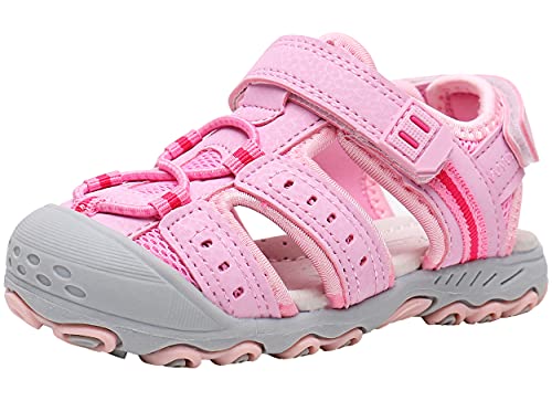 Ahannie Jungen Sommer Trekking & Wanderschuhe Sandalen, Sport & Outdoor Sandalen für Jungen, Kinder Arch Support Geschlossene Sandalen (Color : Y118-Rosa,Size : 21 EU) von Ahannie