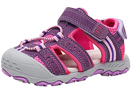 Ahannie Jungen Sommer Trekking & Wanderschuhe Sandalen, Sport & Outdoor Sandalen für Jungen, Kinder Arch Support Geschlossene Sandalen (Color : Y118-Violett,Size : 23 EU) von Ahannie