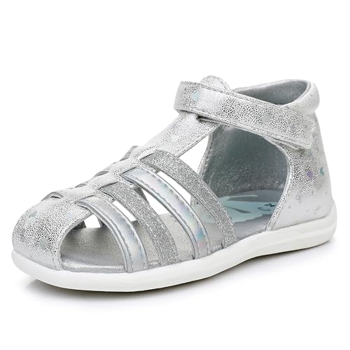 Ahannie Kinder Jungen Mädchen Outdoor Fischer Sandalen, Unisex Kind Geschlossene Zehenkappe erste Sommer Fischer Schuhe(EUAH02-Silver/Gray-22) von Ahannie