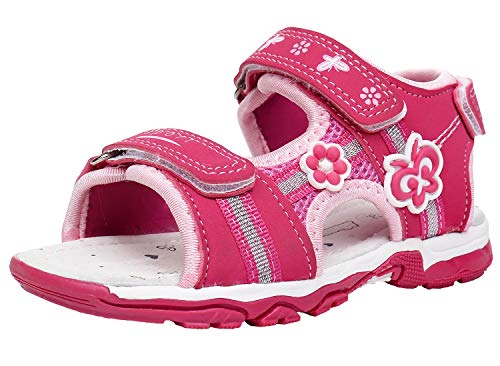 Ahannie Mädchen Outdoor Sportsandalen, Klettverschluss Sommer Freizeit Sandalen für Mädchen, Kinder Riemchensandalen (Color : Magenta, Size : 27 EU) von Ahannie