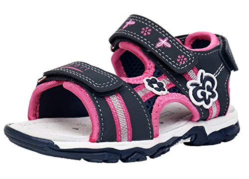 Ahannie Mädchen Outdoor Sportsandalen, Klettverschluss Sommer Freizeit Sandalen für Mädchen, Kinder Riemchensandalen (Color : Marine, Size : 23 EU) von Ahannie