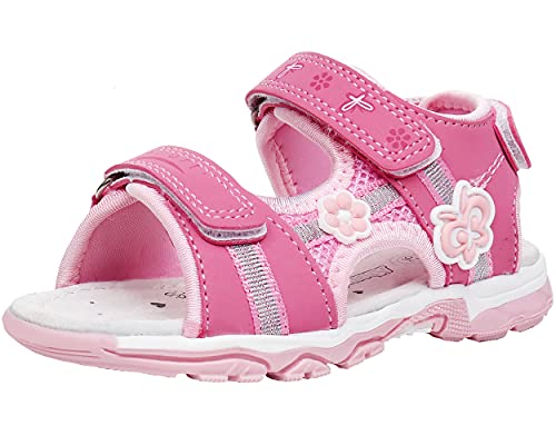 Ahannie Mädchen Outdoor Sportsandalen, Klettverschluss Sommer Freizeit Sandalen für Mädchen, Kinder Riemchensandalen (Color : Rosa, Size : 21 EU) von Ahannie