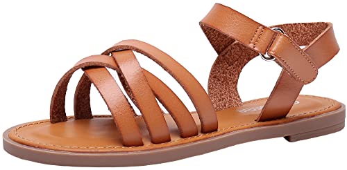 Ahannie Mädchen Sommer Riemchensandalen,Kinder Freizeitsandale mit Riemchen(GD988-Braun-EU 25/US 9/UK 8) von Ahannie