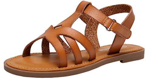 Ahannie Mädchen Sommer Riemchensandalen,Kinder Sandale mit Riemen und Schnalle(GD666-Bräunen-EU 25/US 9/UK 8) von Ahannie