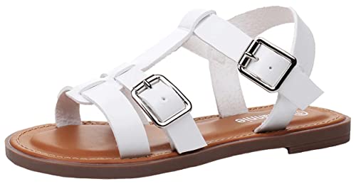 Ahannie Mädchen Sommer Riemchensandalen,Kinder Sandale mit Riemen und Schnalle(GD820-Weiß-EU 25/US 9/UK 8) von Ahannie