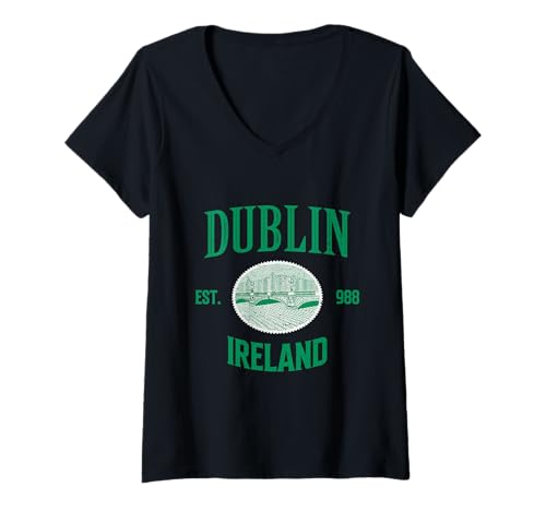 Damen O'Connell Bridge In Dublin Irland Irish Pride Vintage T-Shirt mit V-Ausschnitt Damen O'Connell Bridge In Dublin Irland Irish Pride Vintage T-Shirt mit V-Ausschnitt von Aharon's Stuff