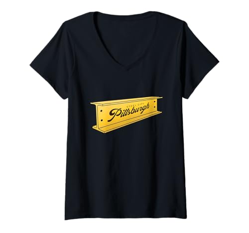Damen Pittsburgh Retro Schriftzug auf einer Stahlstange Pennsylvania Pride T-Shirt mit V-Ausschnitt Damen Pittsburgh Retro Schriftzug auf einer Stahlstange Pennsylvania Pride T-Shirt mit V-Ausschnitt von Aharon's Stuff